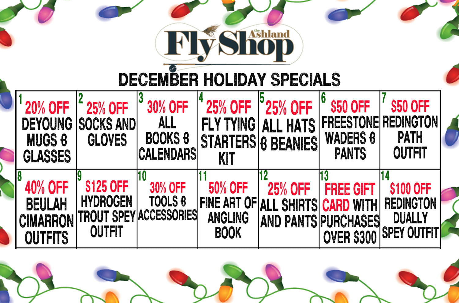 AFS December Holiday Calendar Specials