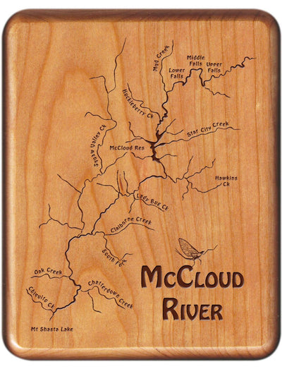Engraved River Map Fly Boxes - McCloud